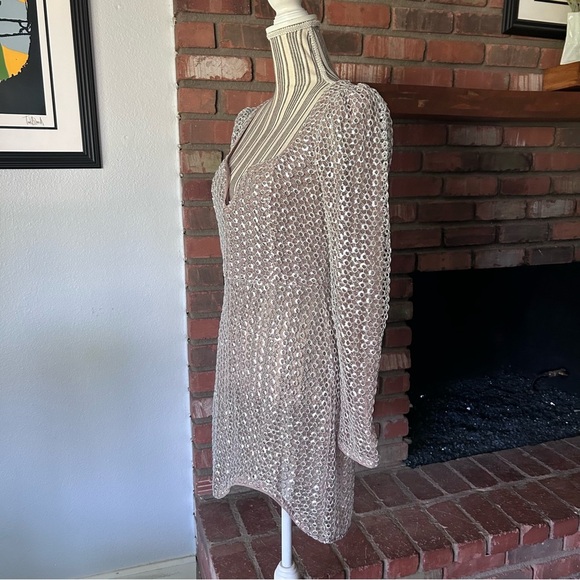 Camila Coelho Thalia Long Sleeve Mini Dress in Silver Sz M - Picture 5 of 9
